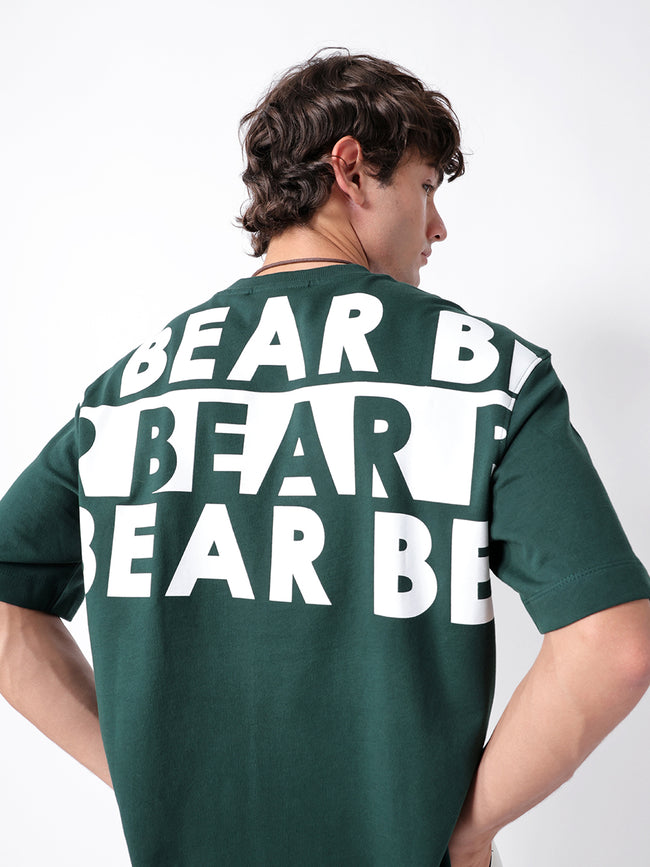 Men Green Graphic Cotton Crew Neck T-Shirt