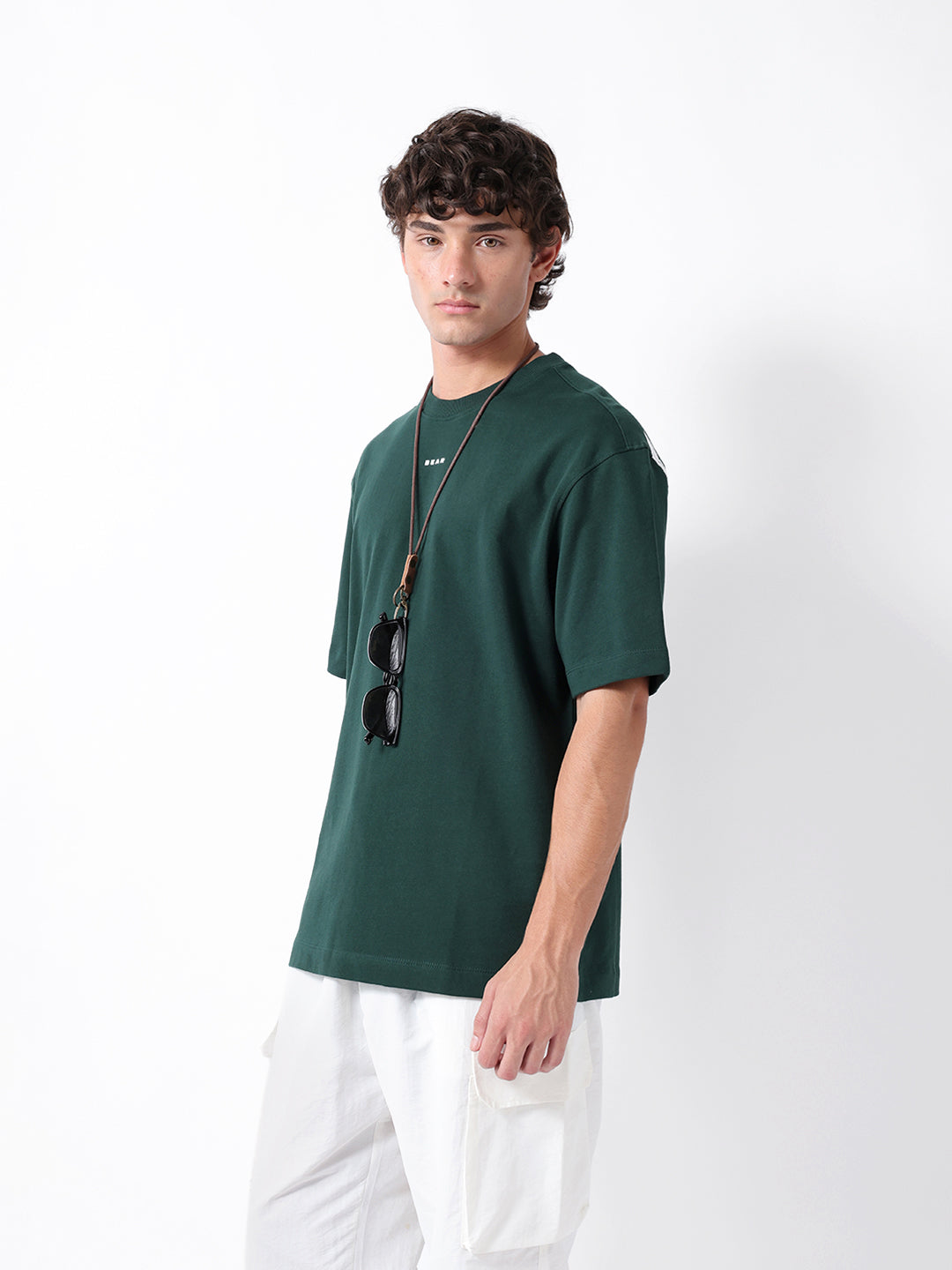 Men Green Graphic Cotton Crew Neck T-Shirt