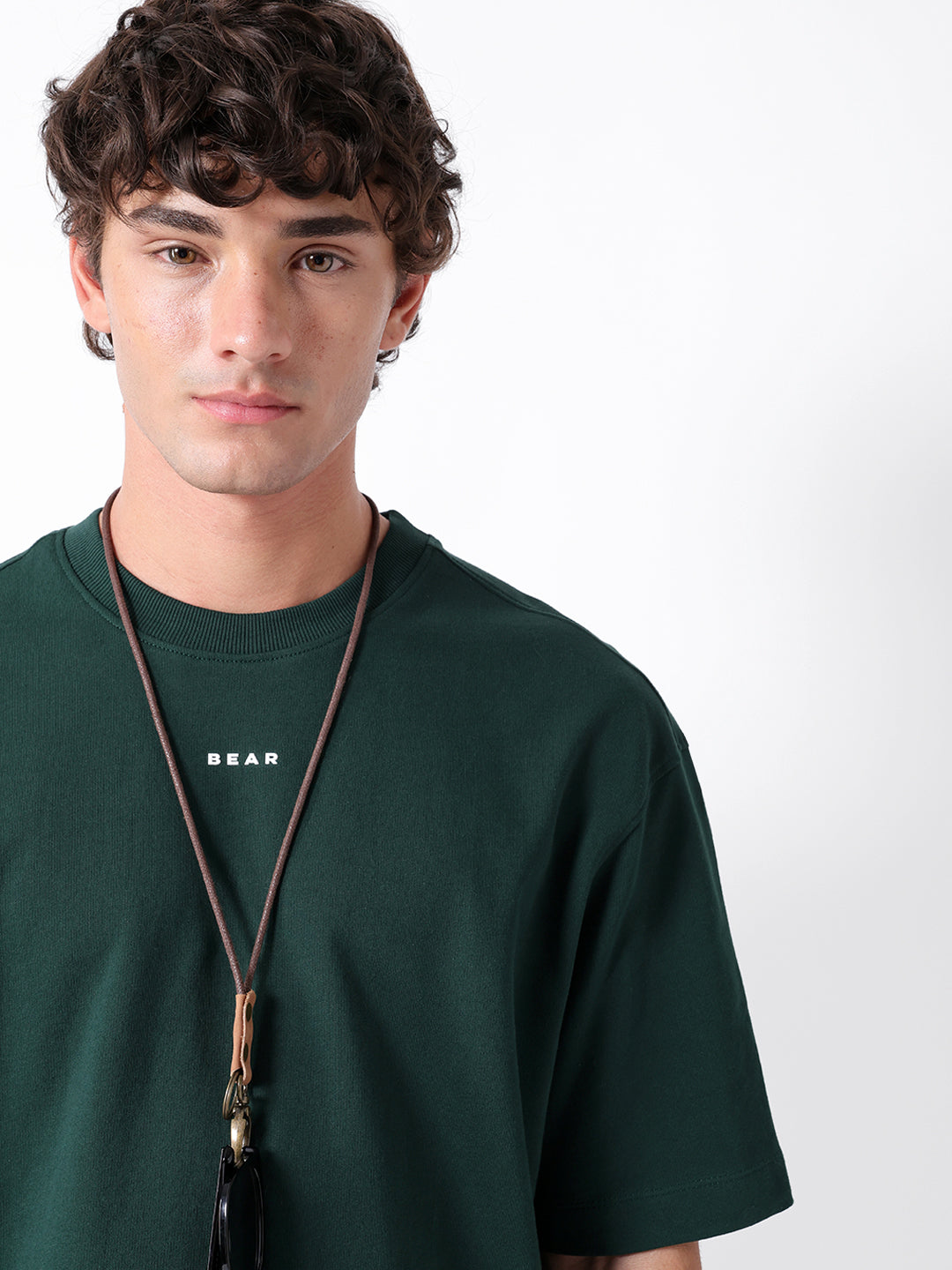 Men Green Graphic Cotton Crew Neck T-Shirt