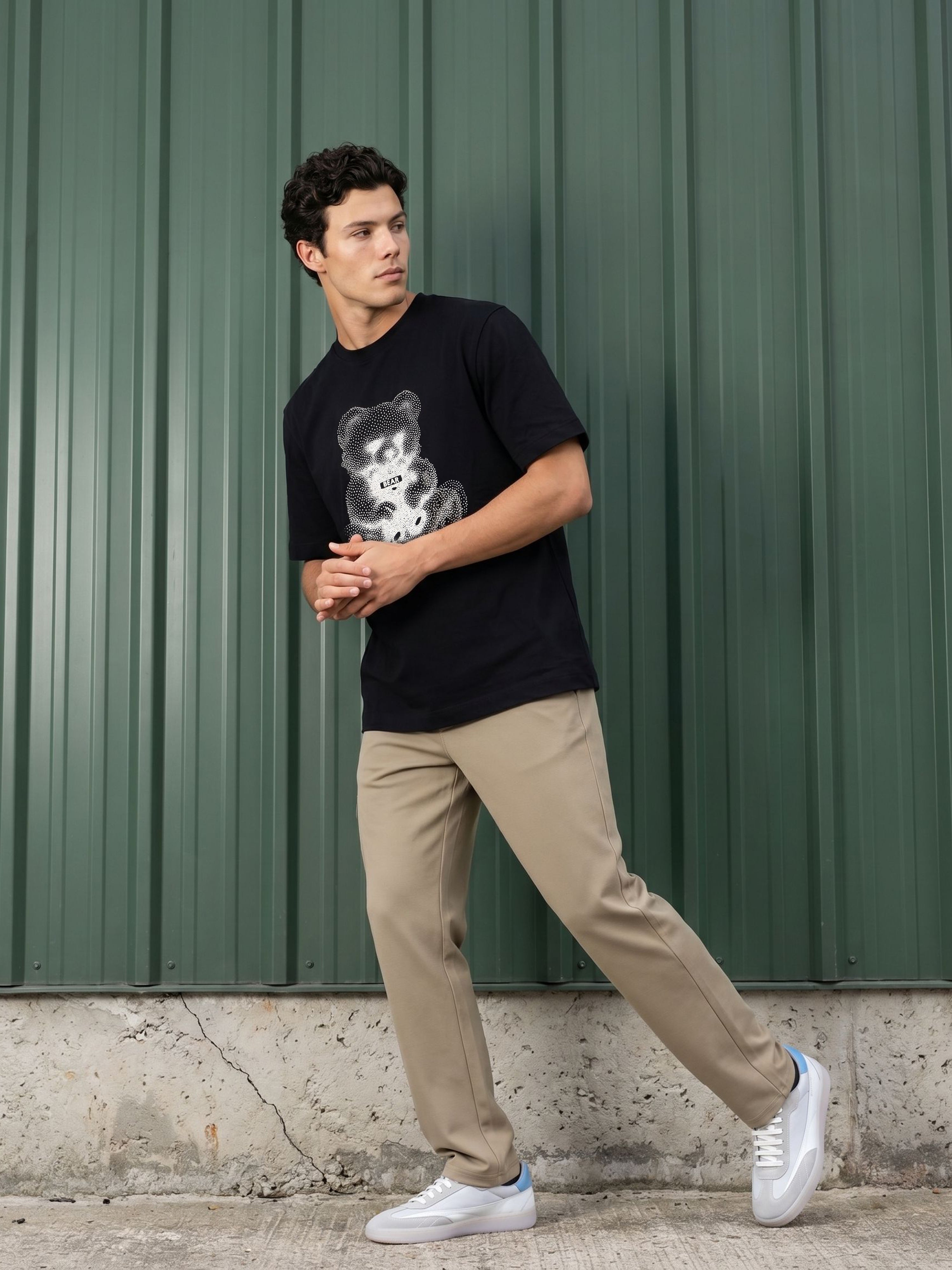 Men Black Graphic Cotton T-Shirt