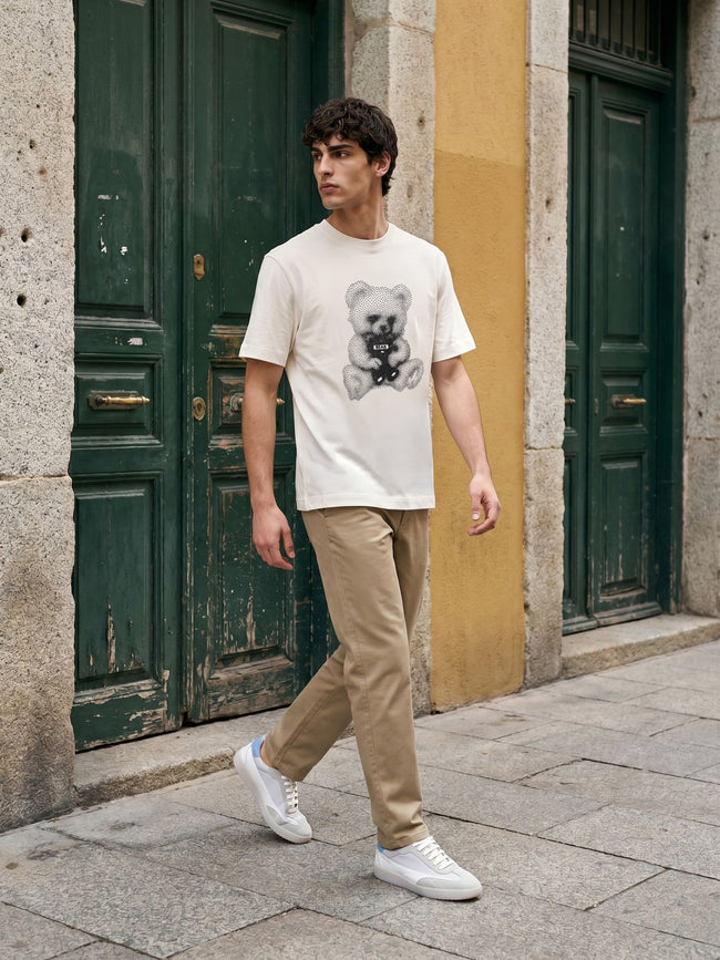 Men Off White Graphic Cotton T-Shirt