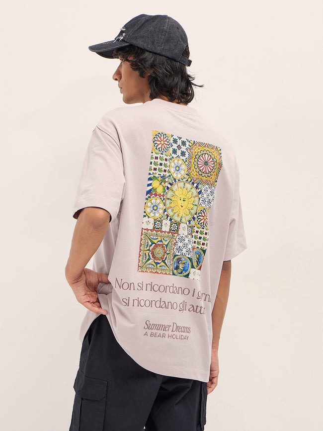 Men Peach Graphic Cotton Crew Neck T-Shirt