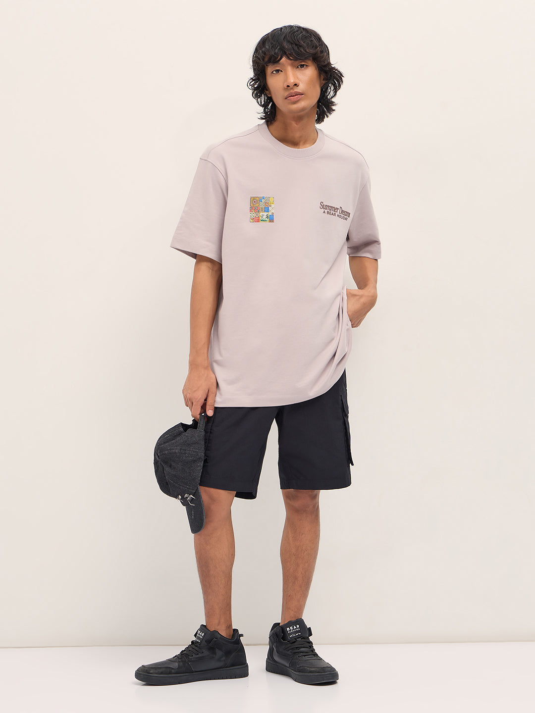 Men Peach Graphic Cotton Crew Neck T-Shirt