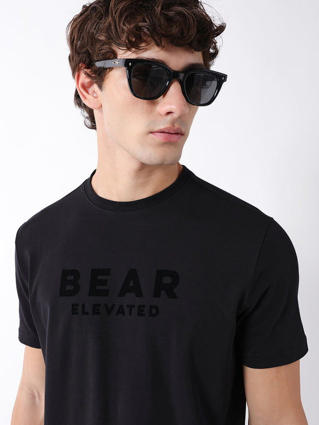 Men Black Graphic Cotton T-Shirt