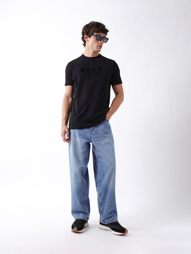 Men Black Graphic Cotton T-Shirt