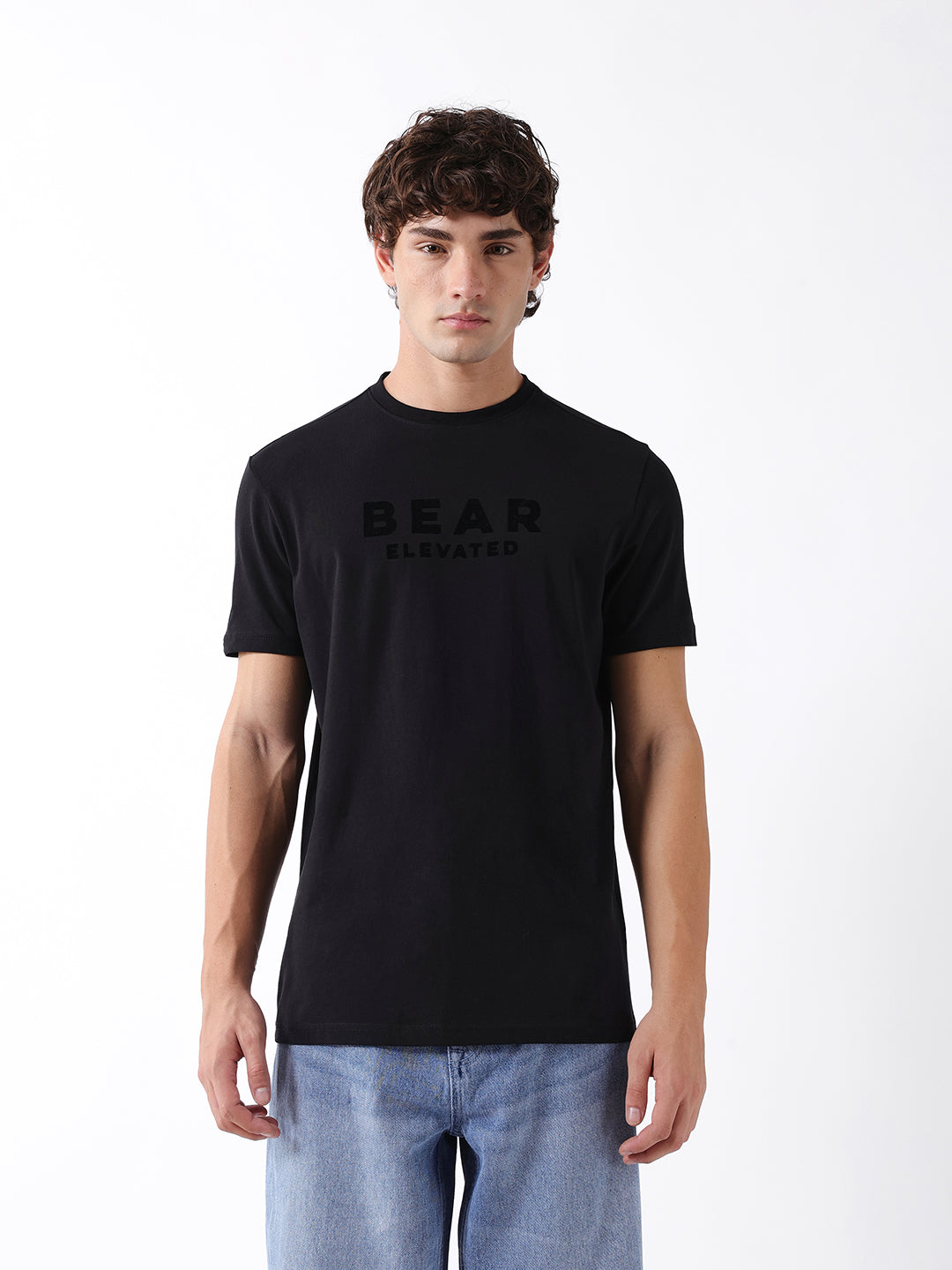 Men Black Graphic Cotton T-Shirt