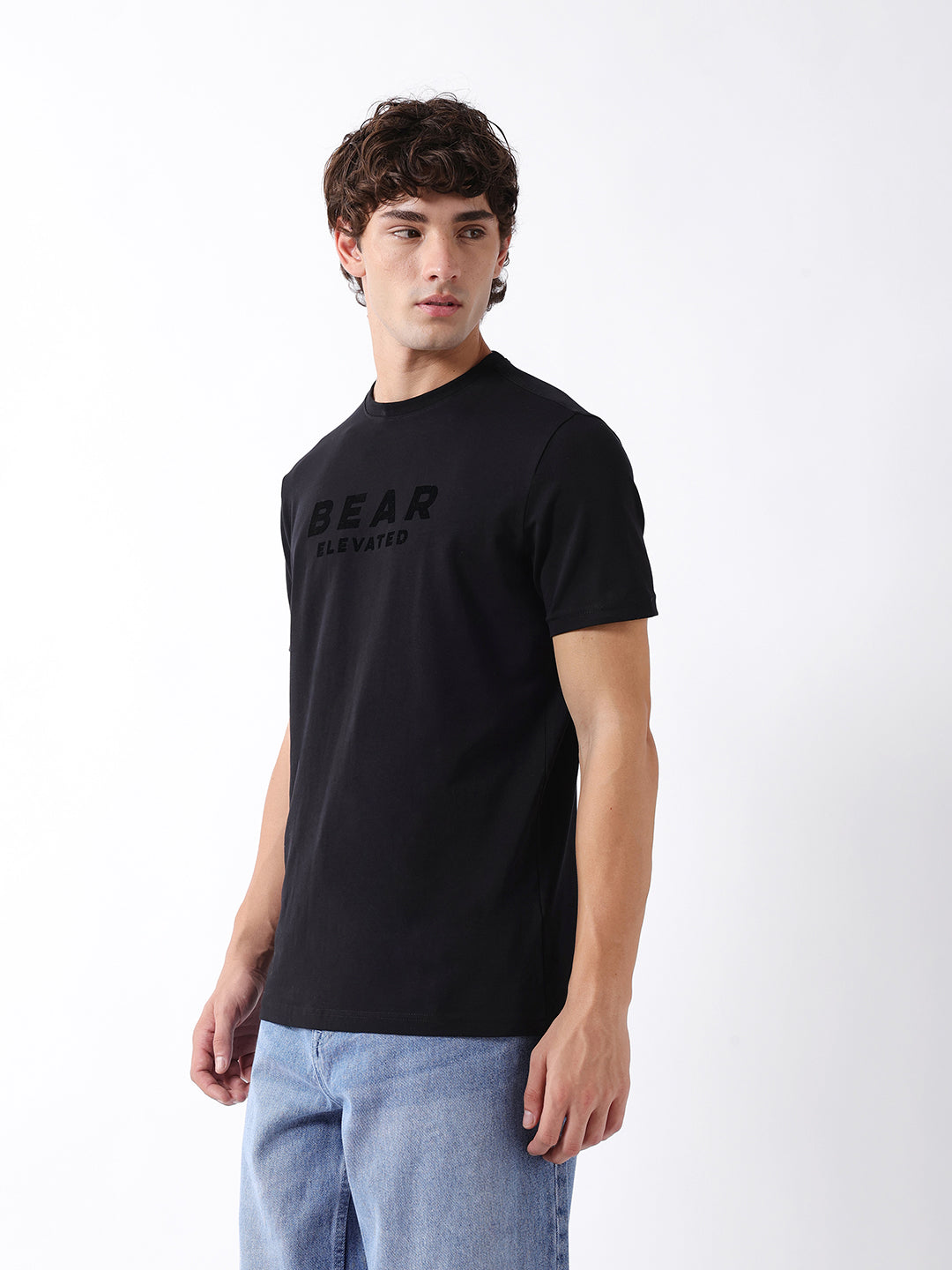 Men Black Graphic Cotton T-Shirt
