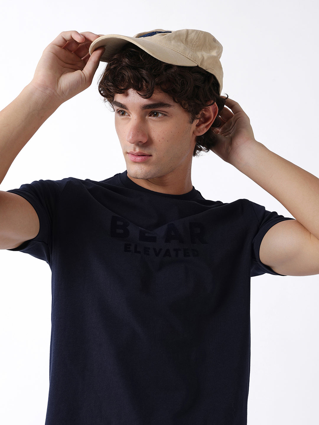 Men Navy Graphic Cotton T-Shirt