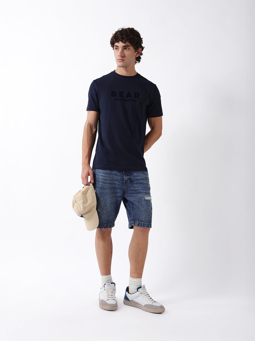 Men Navy Graphic Cotton T-Shirt