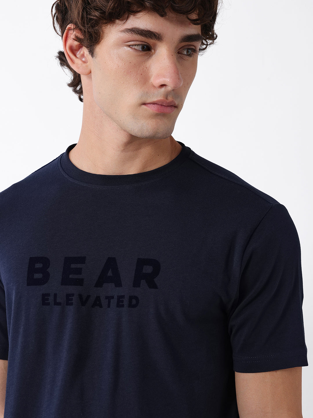 Men Navy Graphic Cotton T-Shirt