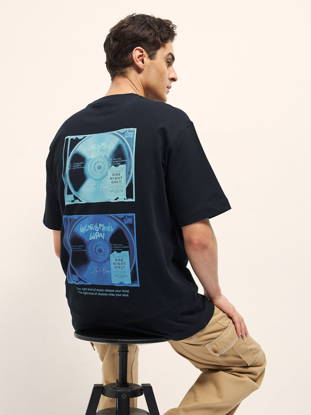 Men Black Oversize Graphic T-Shirt