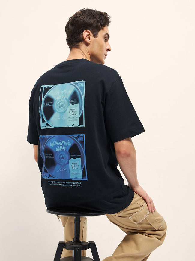 Men Black Oversize Graphic T-Shirt