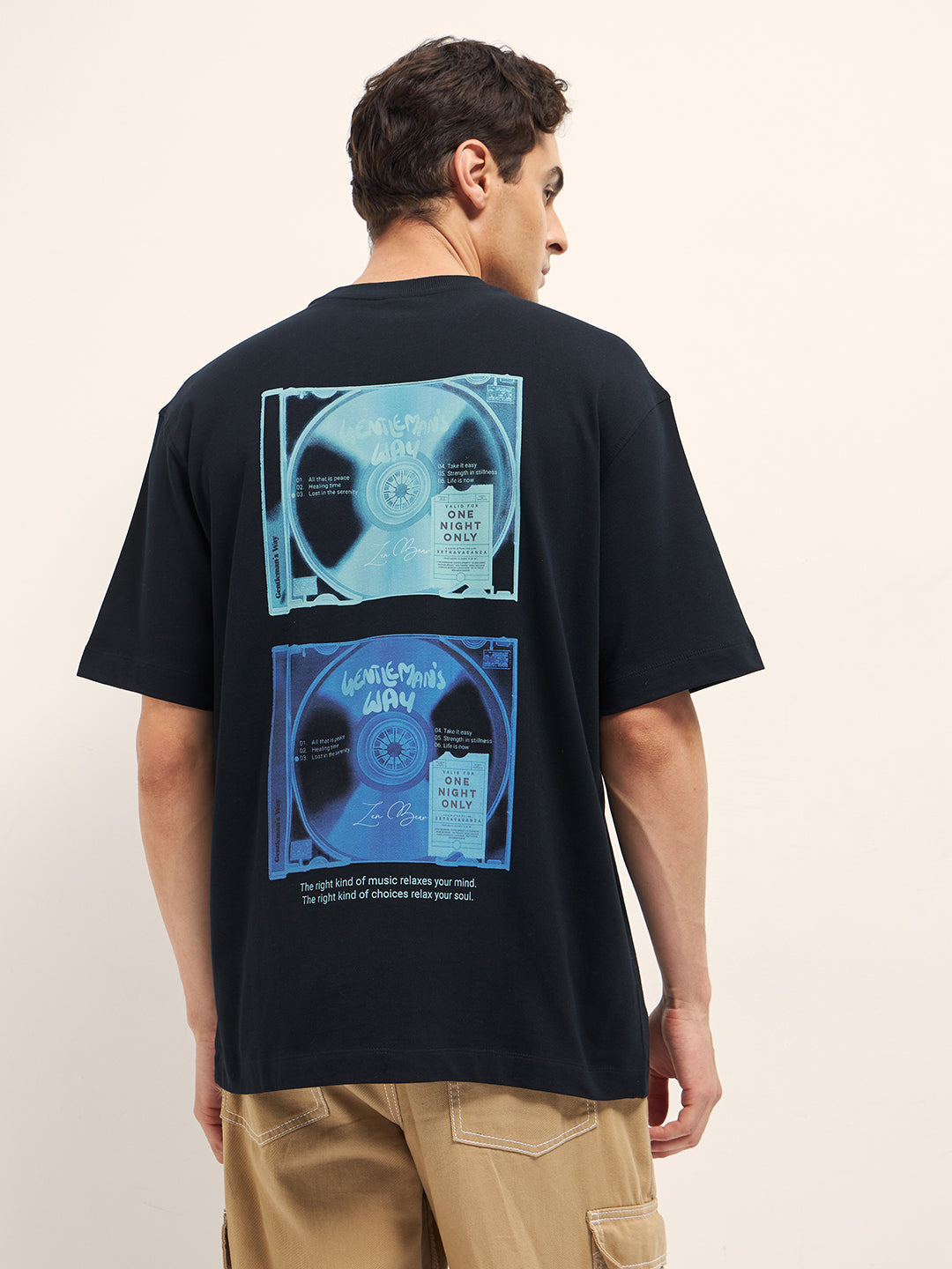 Men Black Oversize Graphic T-Shirt