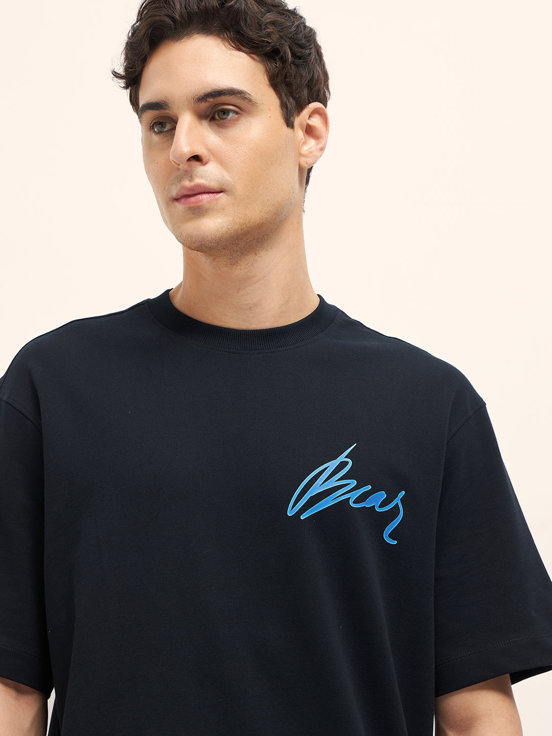 Men Black Oversize Graphic T-Shirt