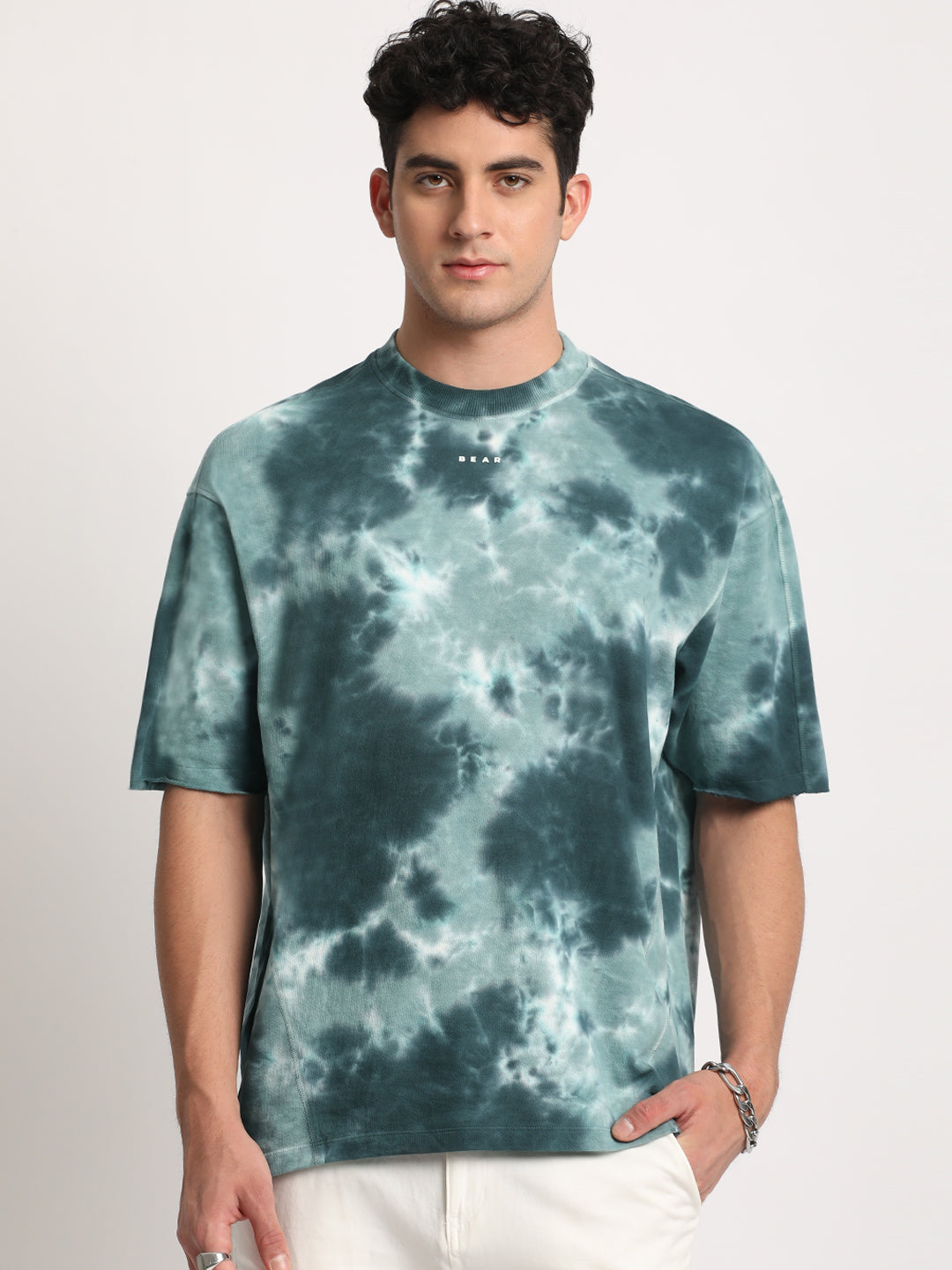 Men Blue Cotton Dyed T-Shirt