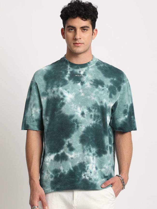 Men Blue Cotton Dyed T-Shirt