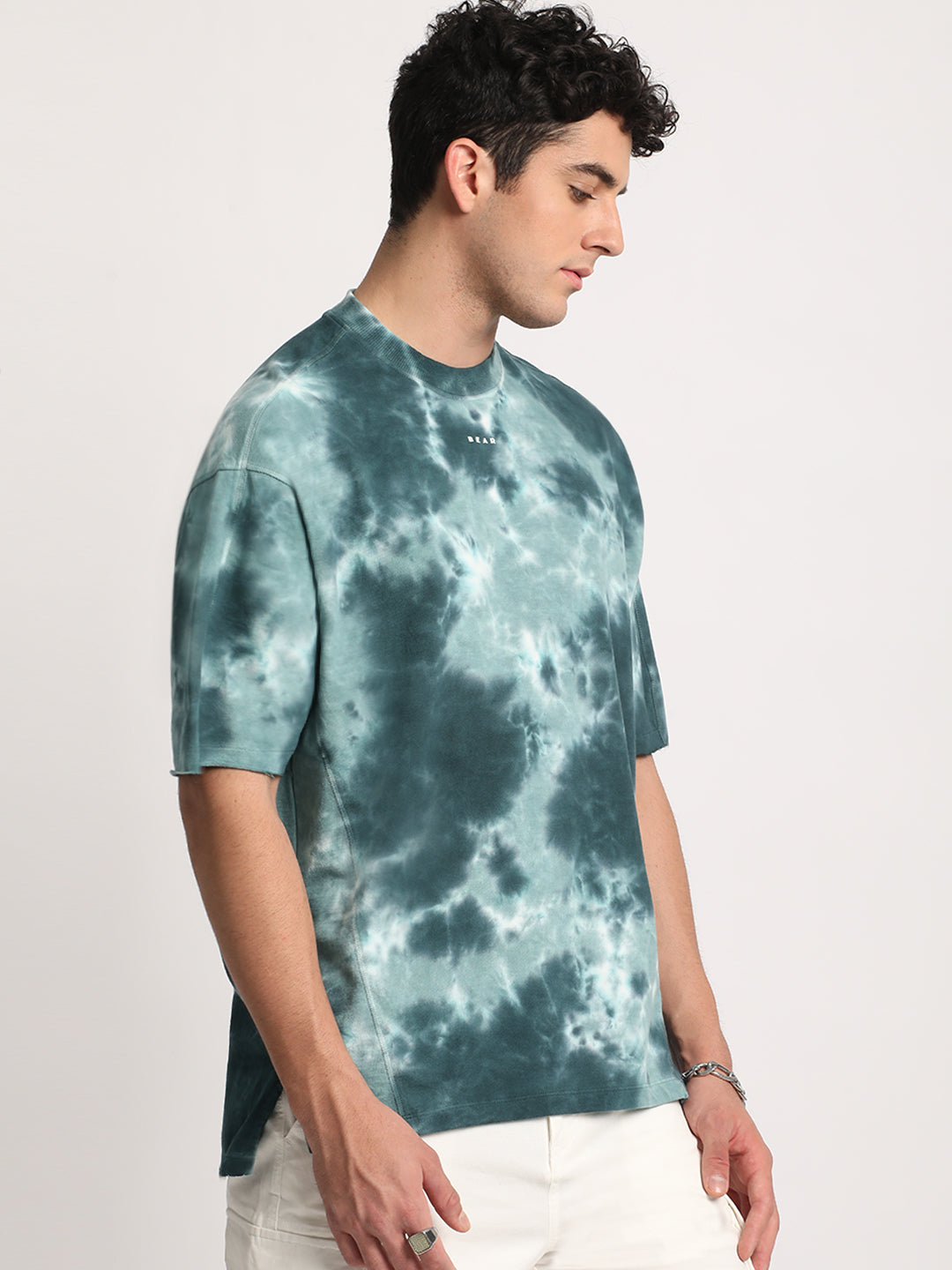 Men Blue Cotton Dyed T-Shirt