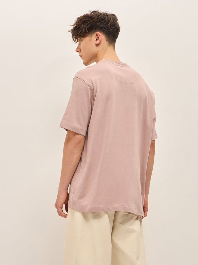 Men Pink Oversize Graphic Design Crew Neck T-shirt