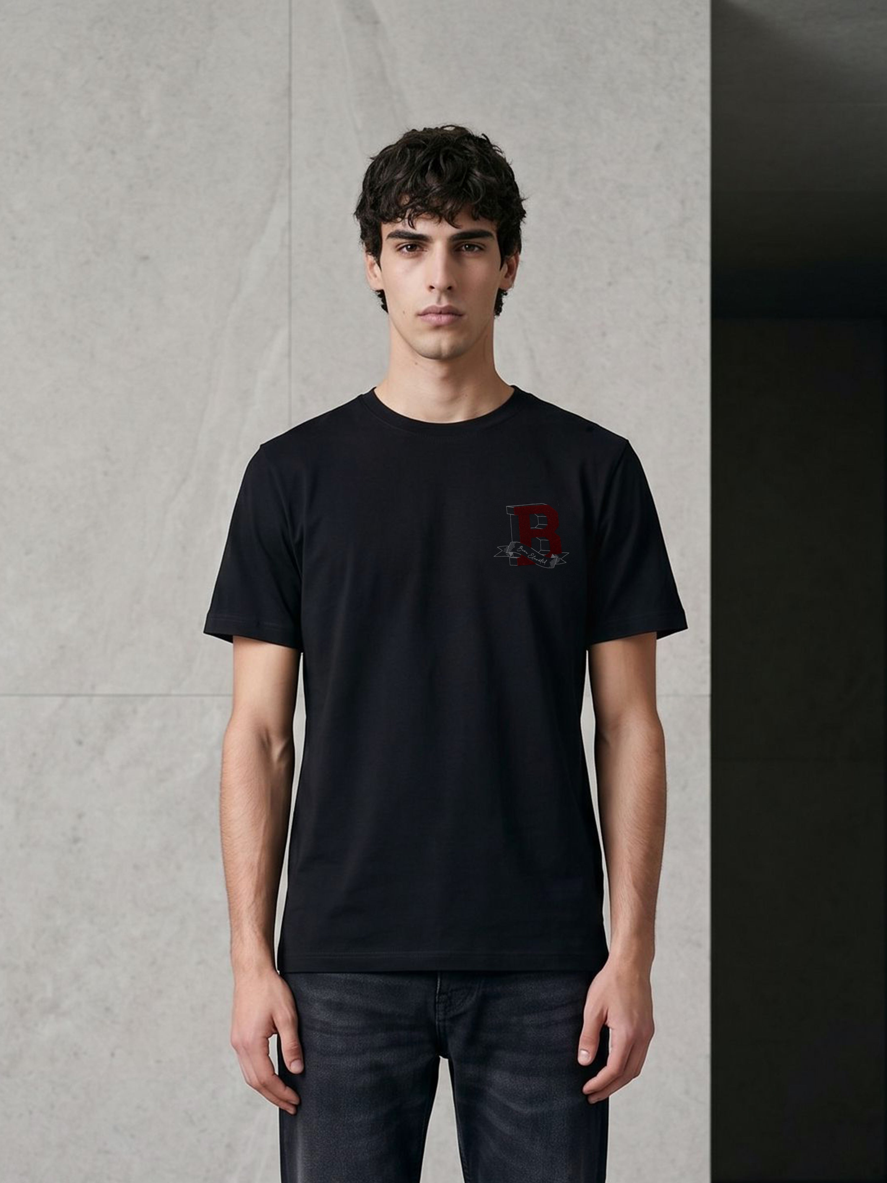 Men Black Graphic Cotton T-Shirt