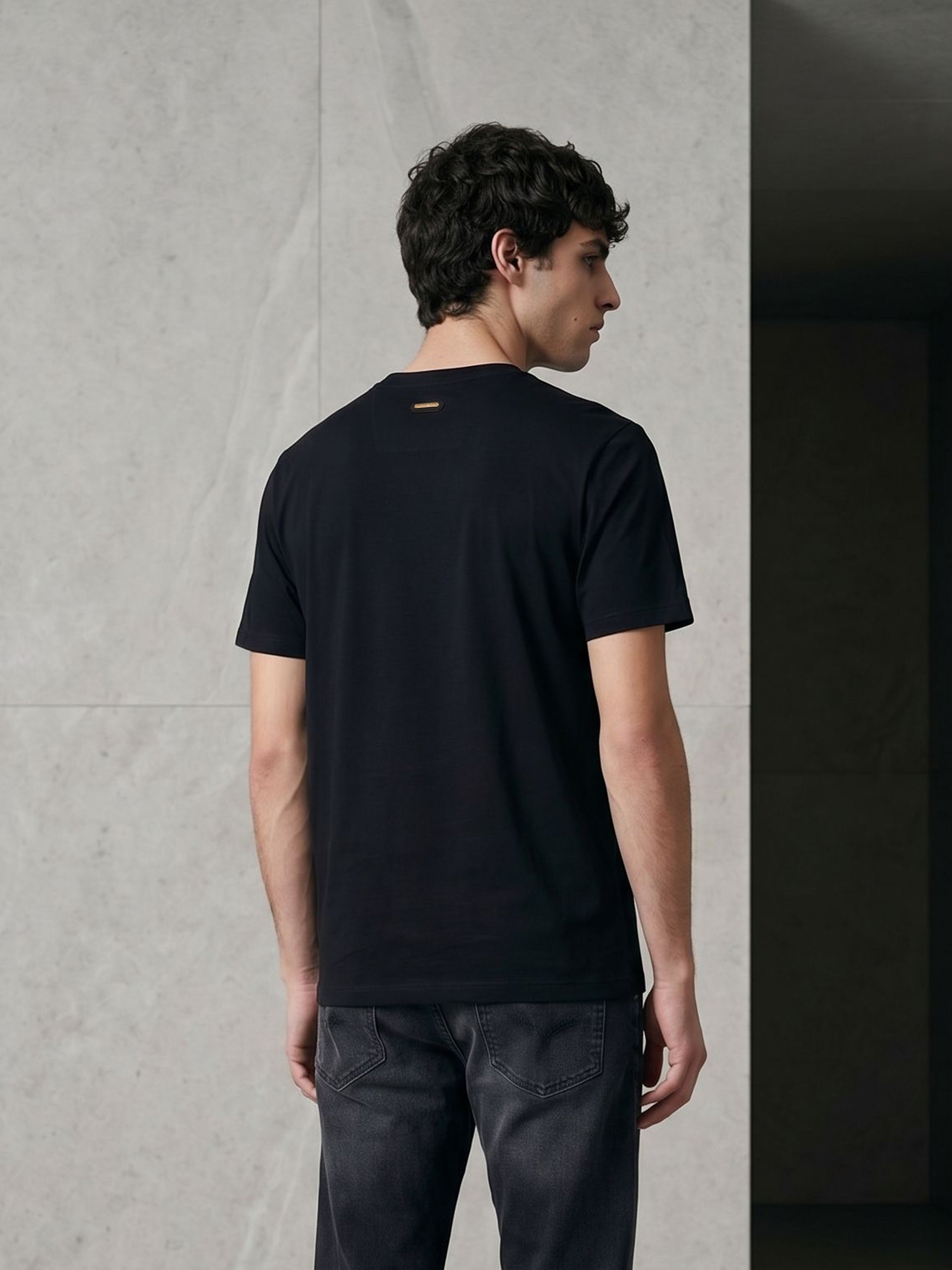 Men Black Graphic Cotton T-Shirt