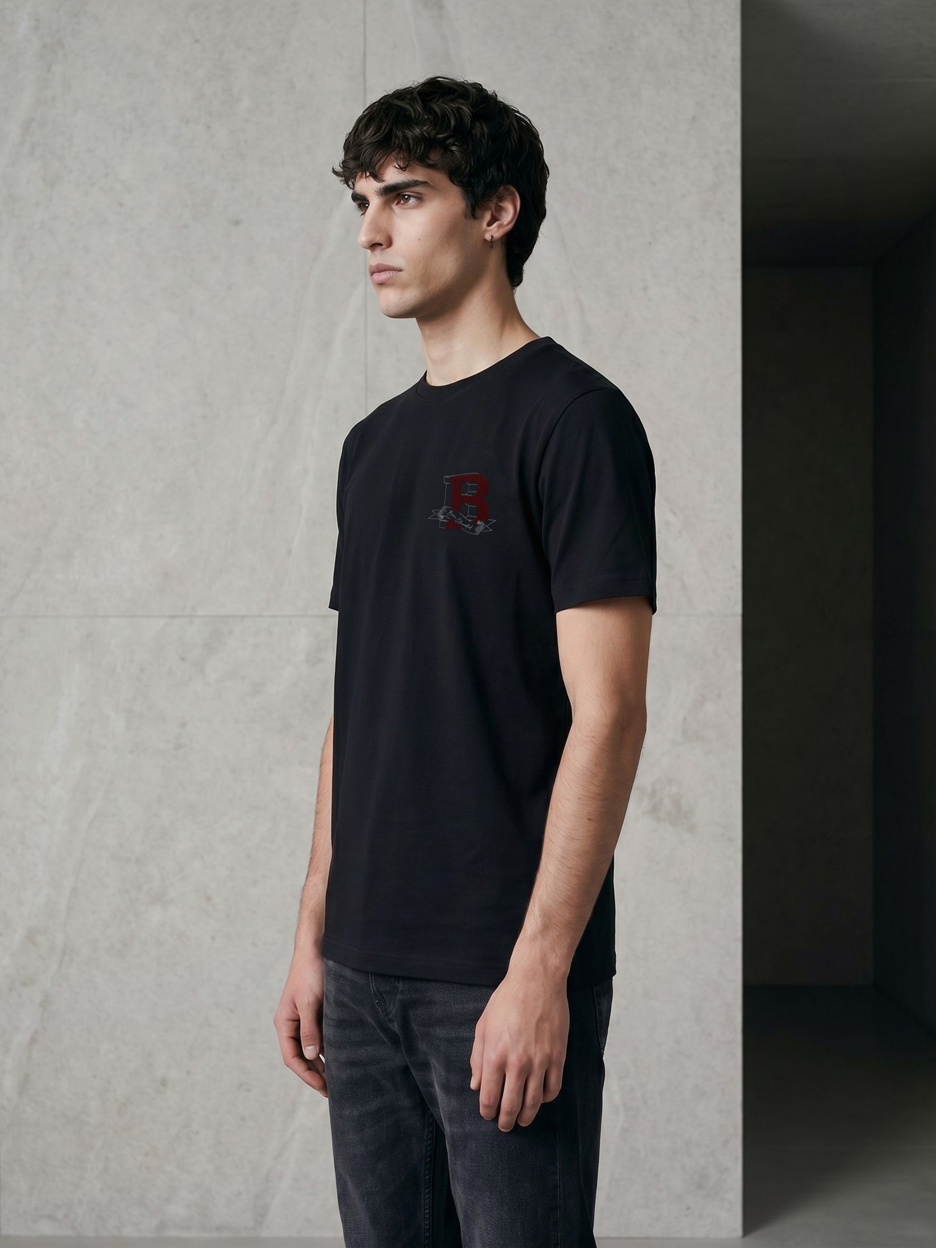 Men Black Graphic Cotton T-Shirt