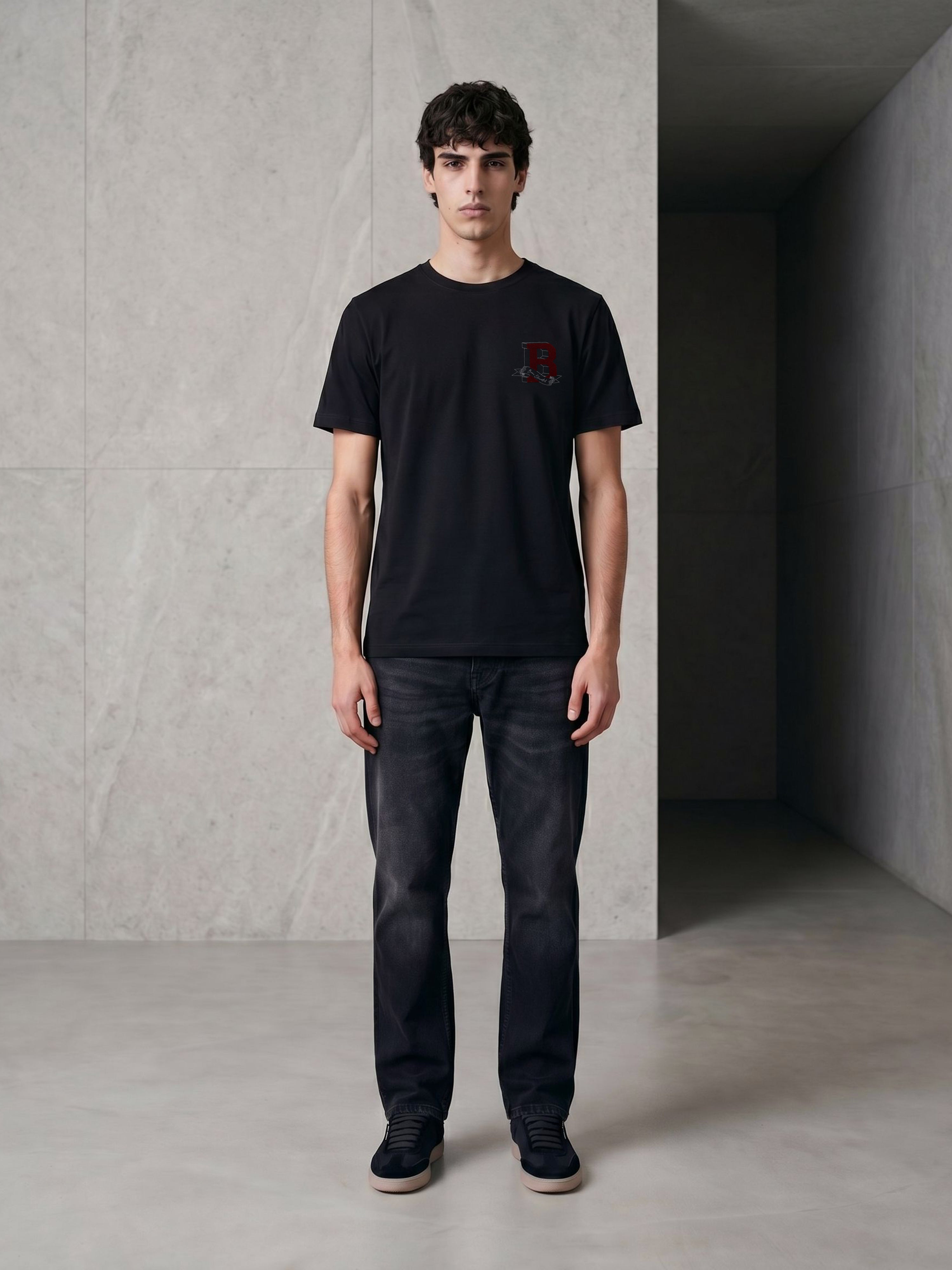 Men Black Graphic Cotton T-Shirt