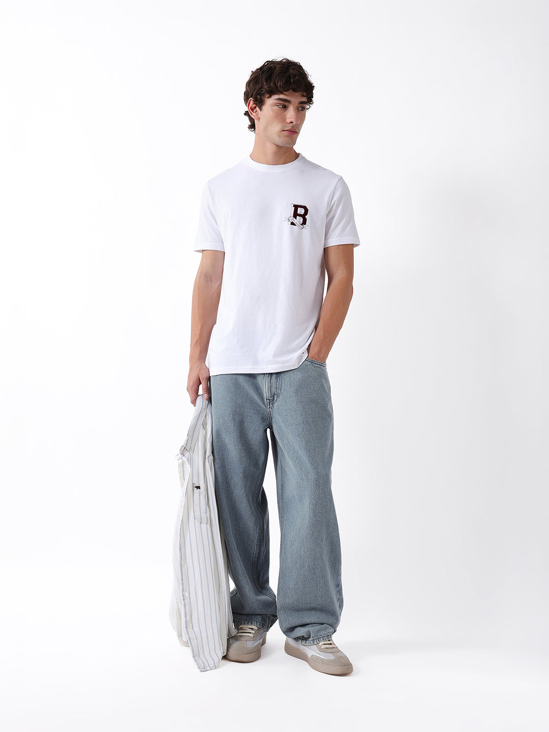 Men White Graphic Cotton T-Shirt