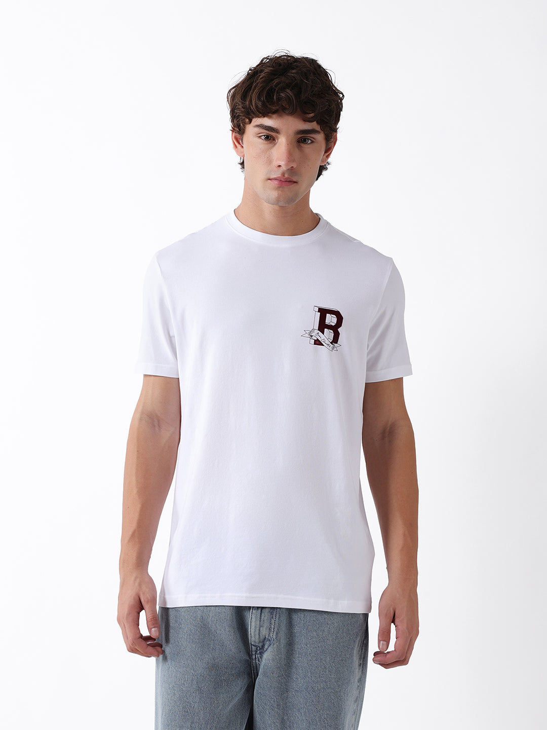 Men White Graphic Cotton T-Shirt