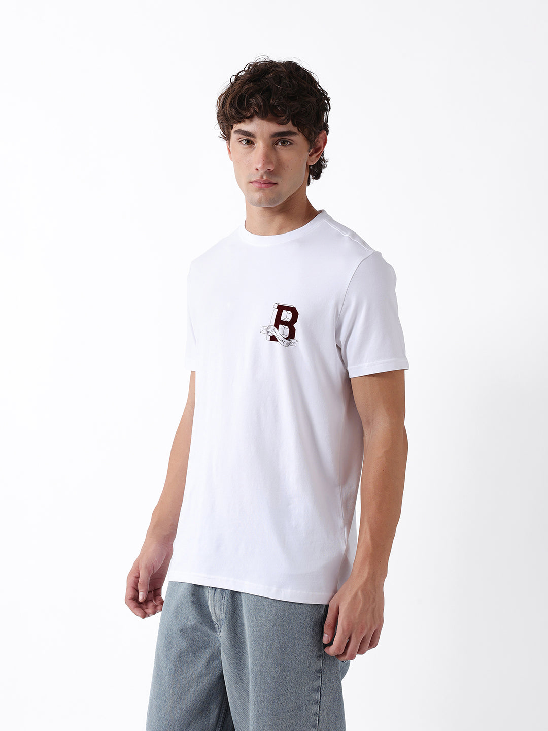 Men White Graphic Cotton T-Shirt
