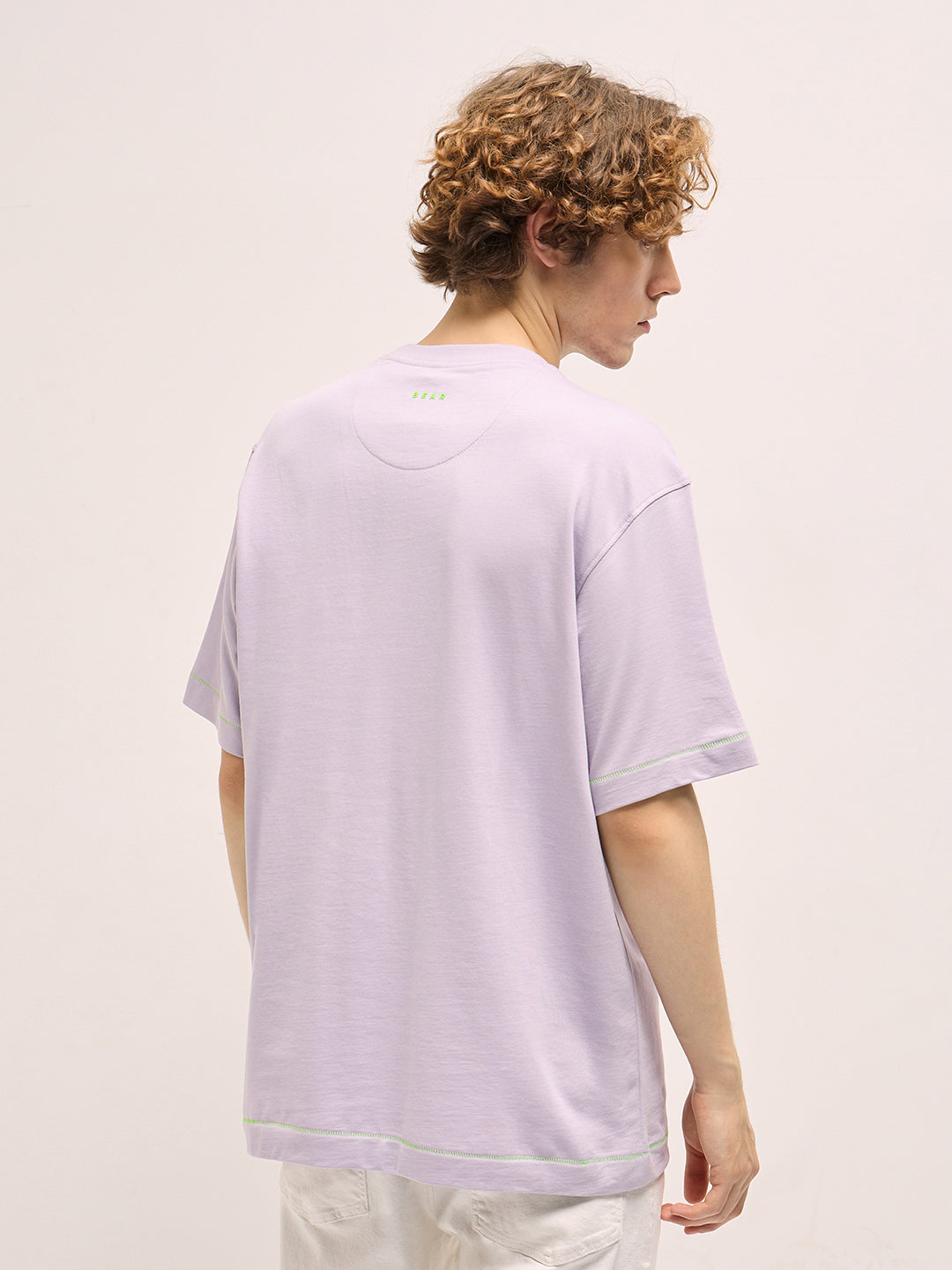 Men Purple Oversize Graphic Printed Crew Neck T-shirt