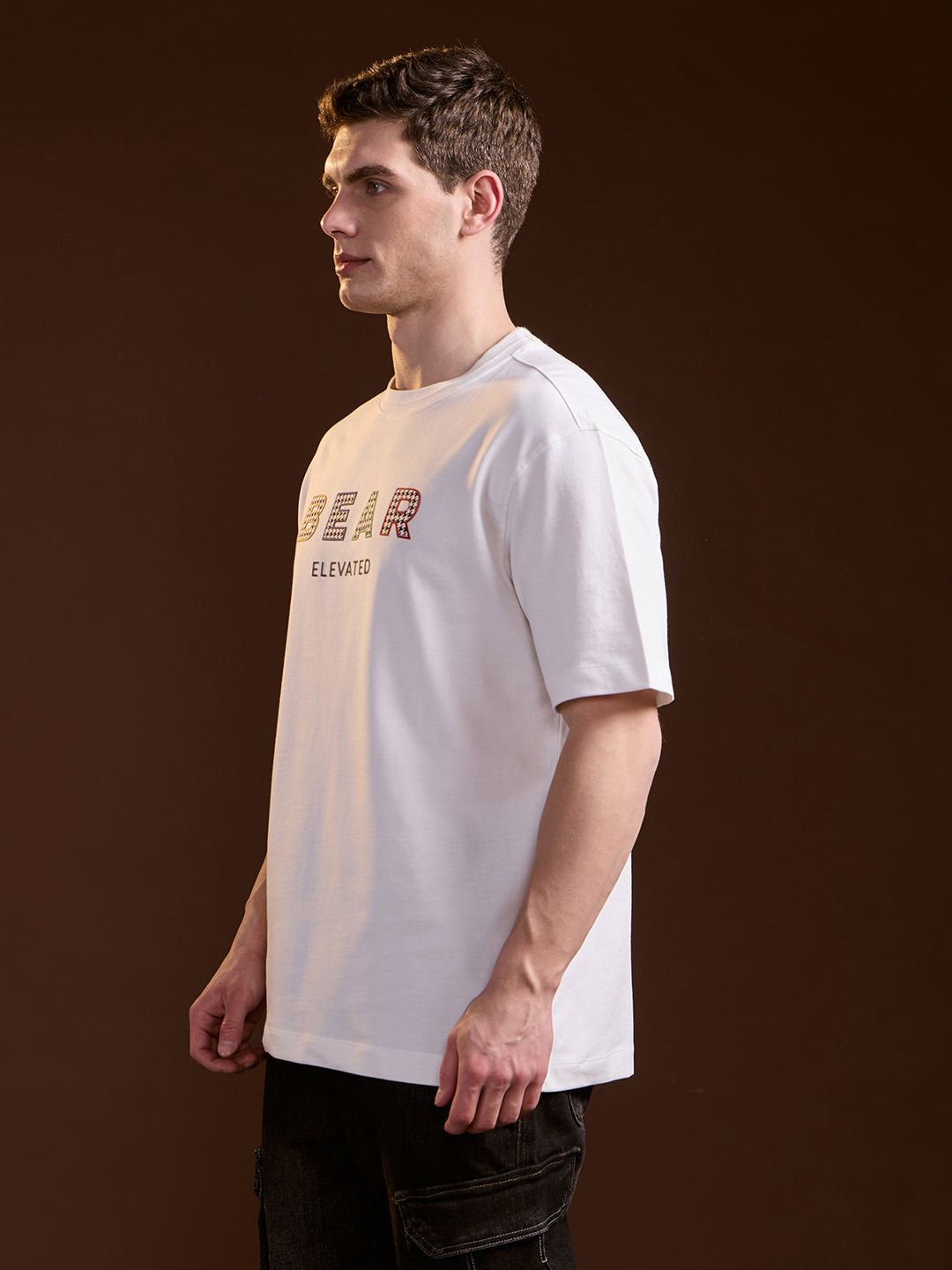 Men White Oversize Graphic Print Crew Neck T-shirt
