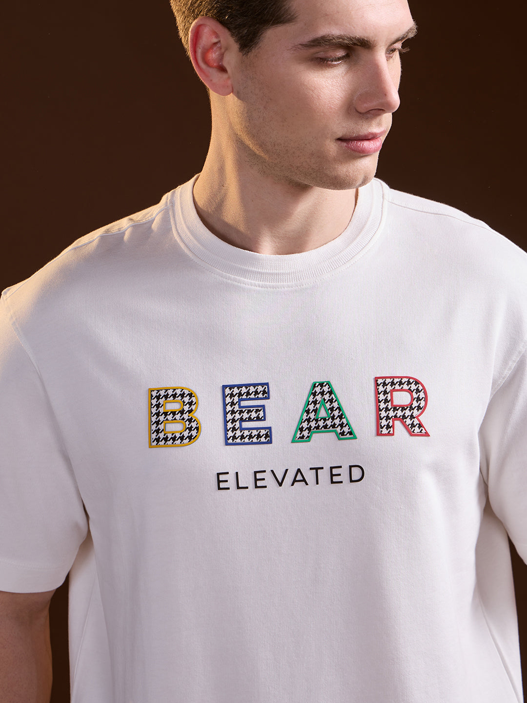Men White Oversize Graphic Print Crew Neck T-shirt