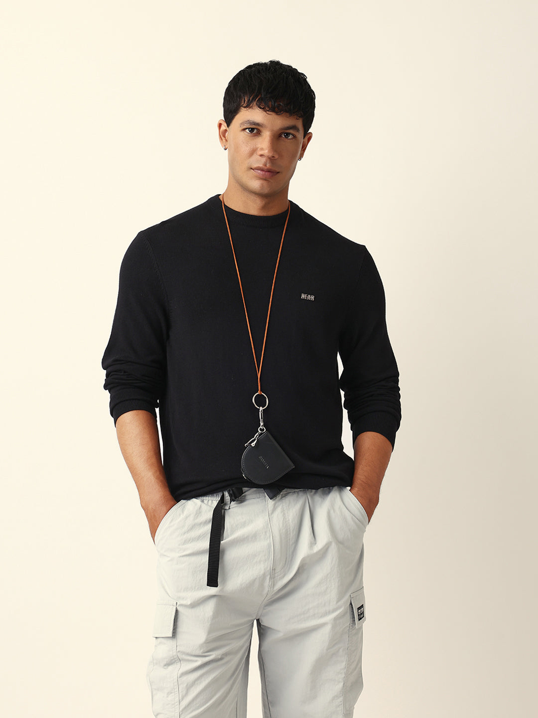 Men Black Viscose Rayon Solid T-Shirt