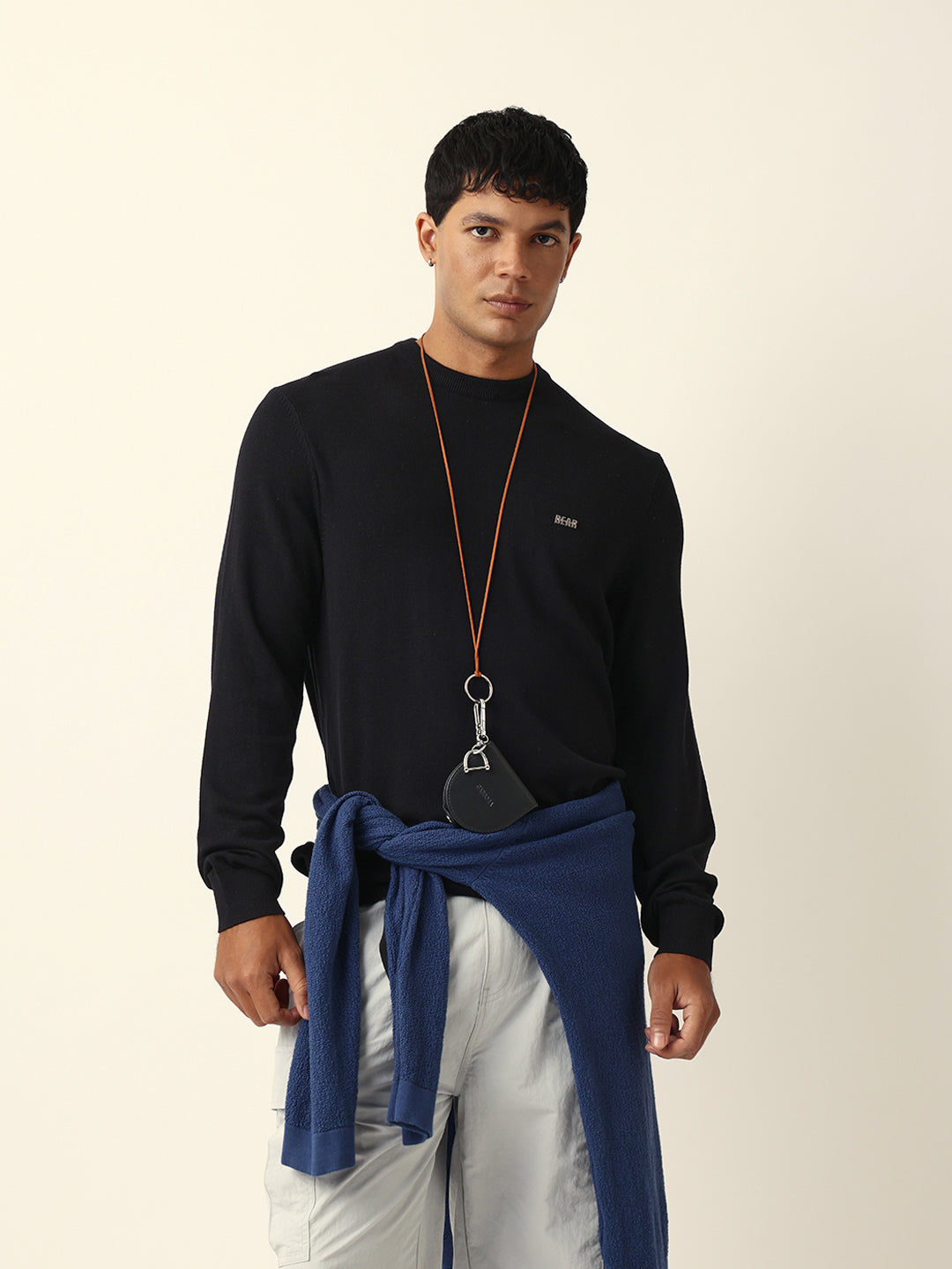 Men Black Viscose Rayon Solid T-Shirt