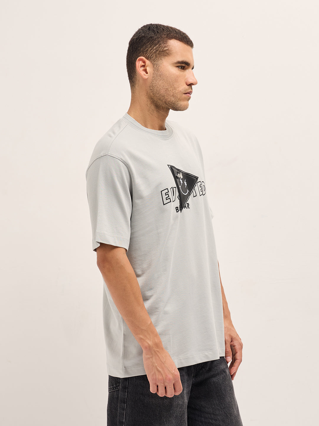 Men Light Grey Triangular Patch