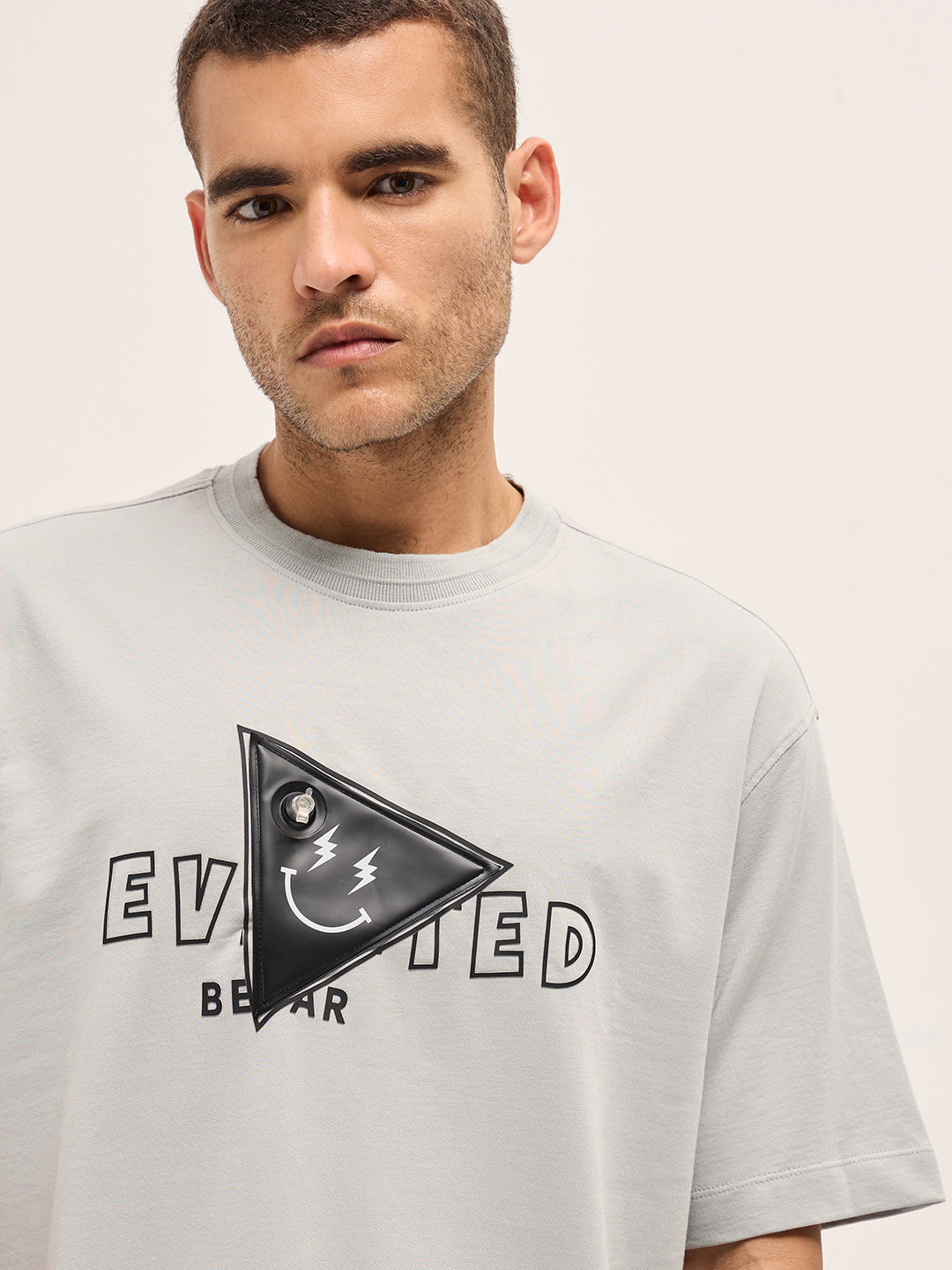 Men Light Grey Triangular Patch