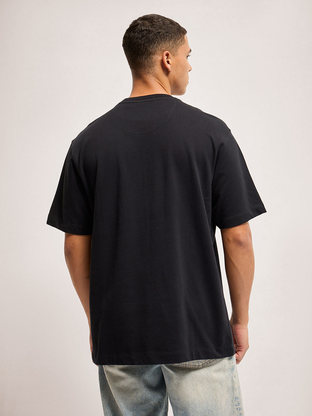 Men Black 3D Graphic print Crew Neck T-Shirt