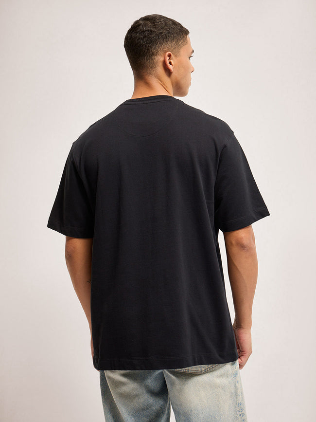 Men Black 3D Graphic print Crew Neck T-Shirt