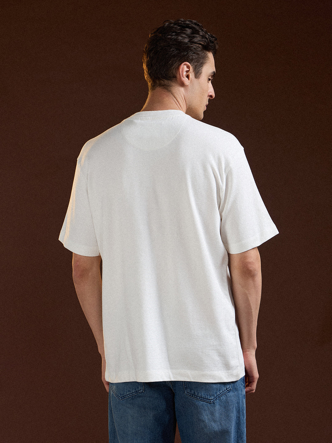 Men White Oversized Graphic Print T-Shirt