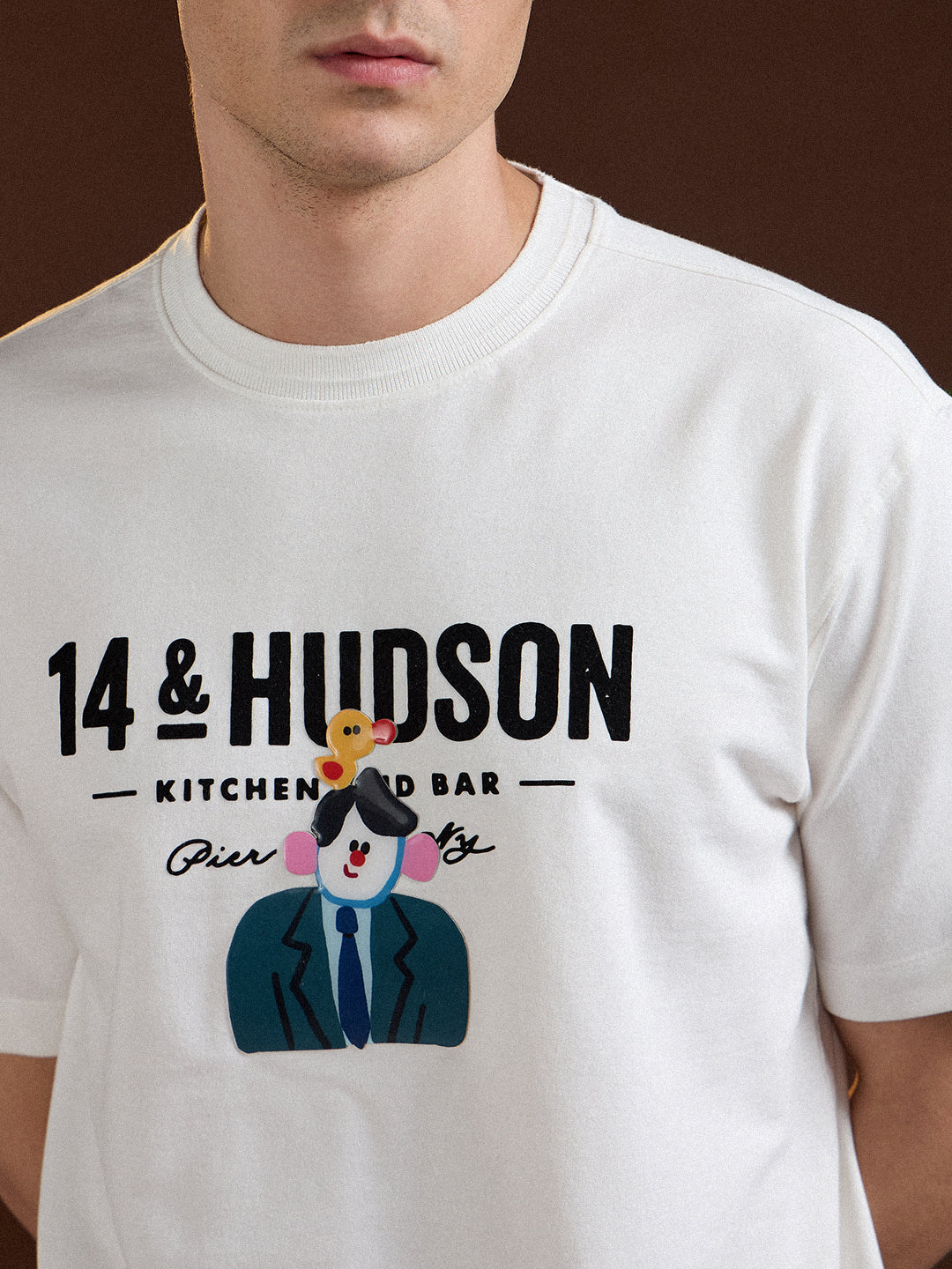 Men White Oversized Graphic Print T-Shirt