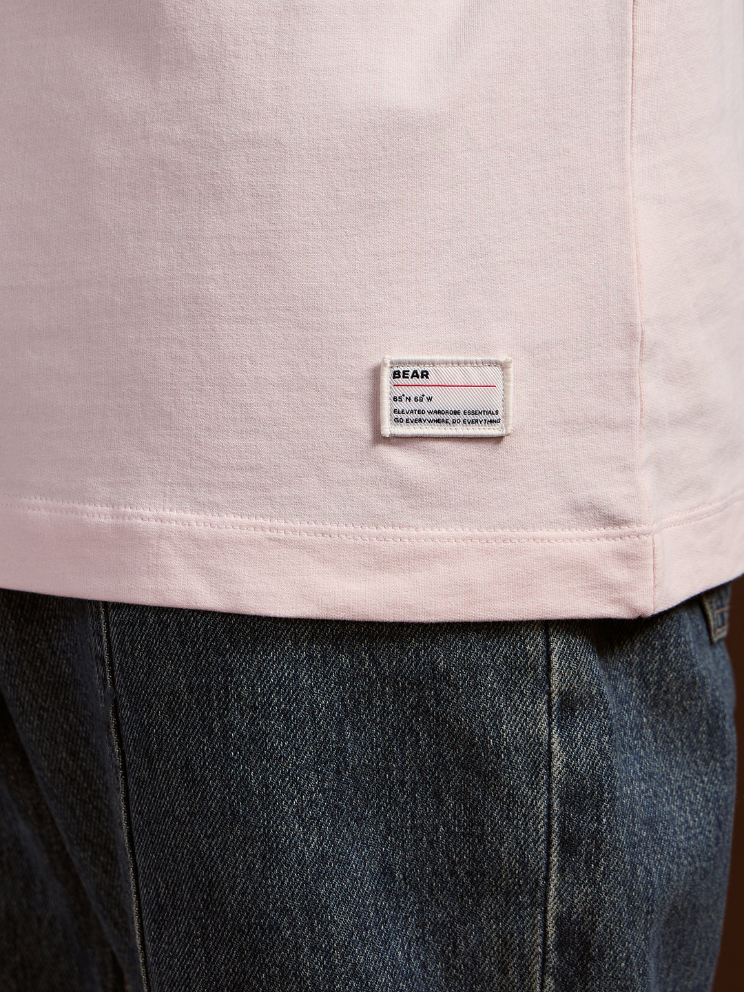 Men Peach Oversized Crew Neck T-Shirt