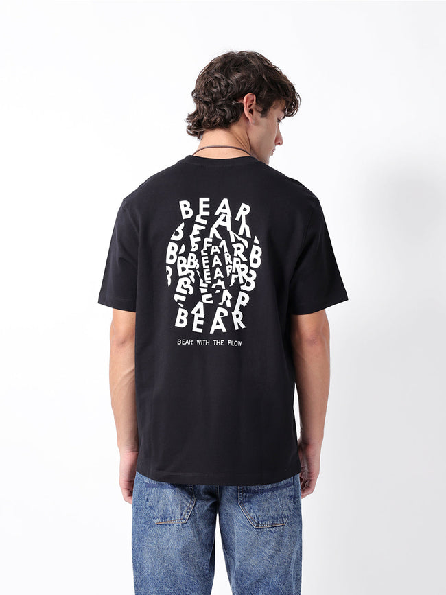 Men Black Cotton Printed T-Shirt