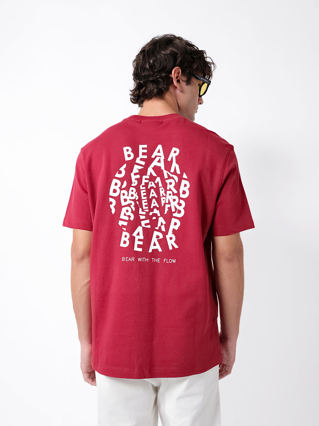 Men Red Graphic Cotton Crew Neck T-Shirt