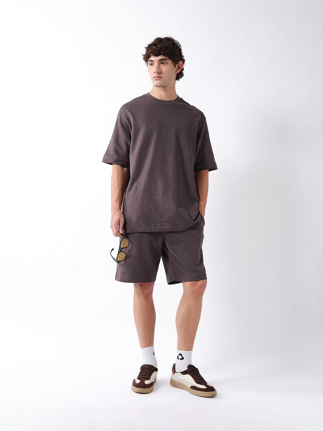 Men Grey Solid Cotton Crew Neck T-Shirt