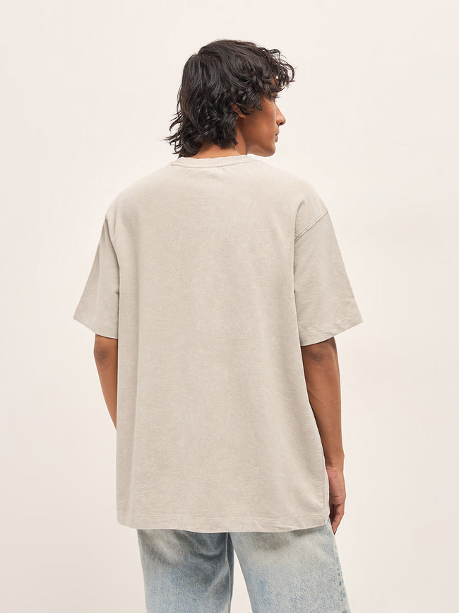 Men Beige Oversized T-Shirt
