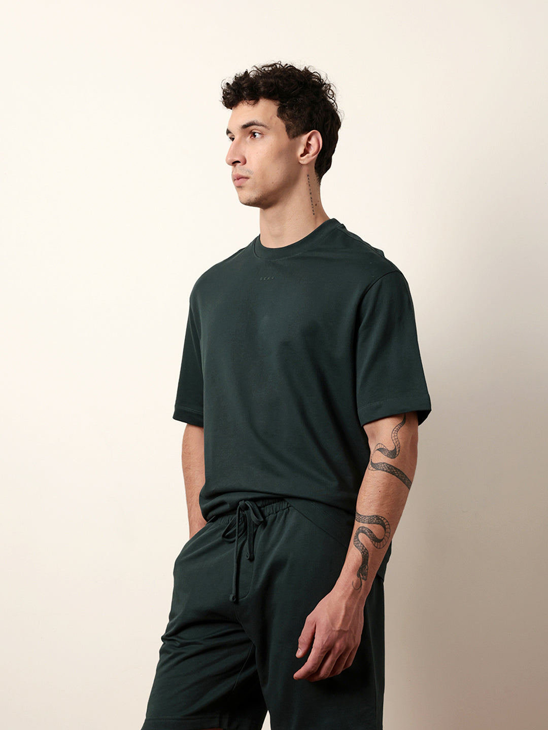 Men Green Half Sleeve Oversize T-Shirt