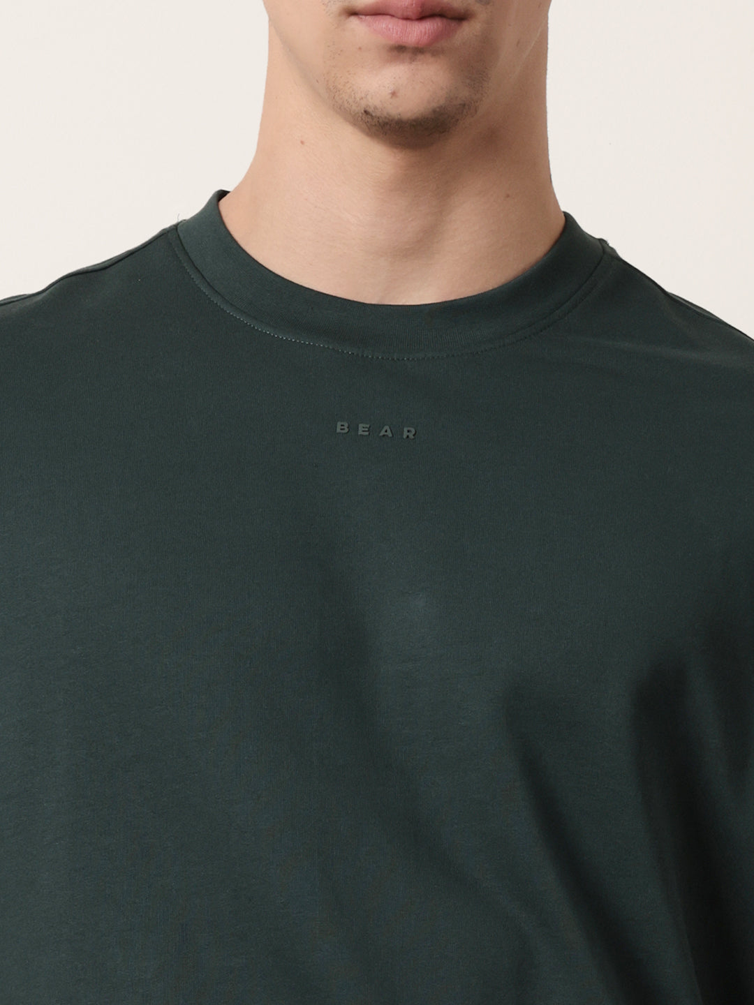 Men Green Half Sleeve Oversize T-Shirt