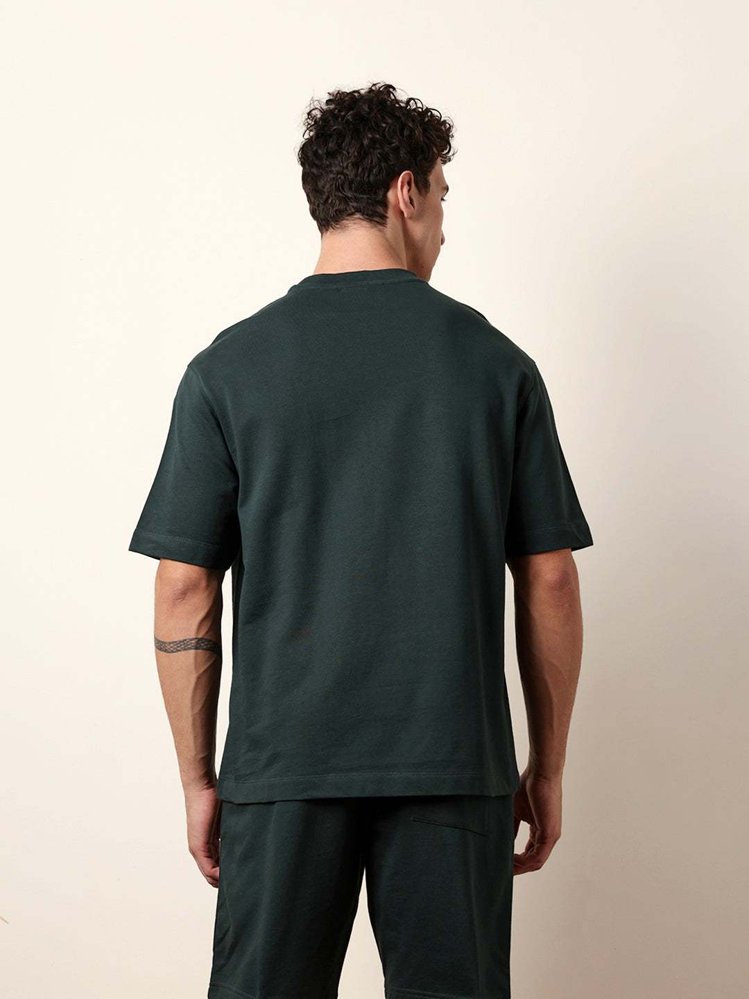 Men Green Half Sleeve Oversize T-Shirt