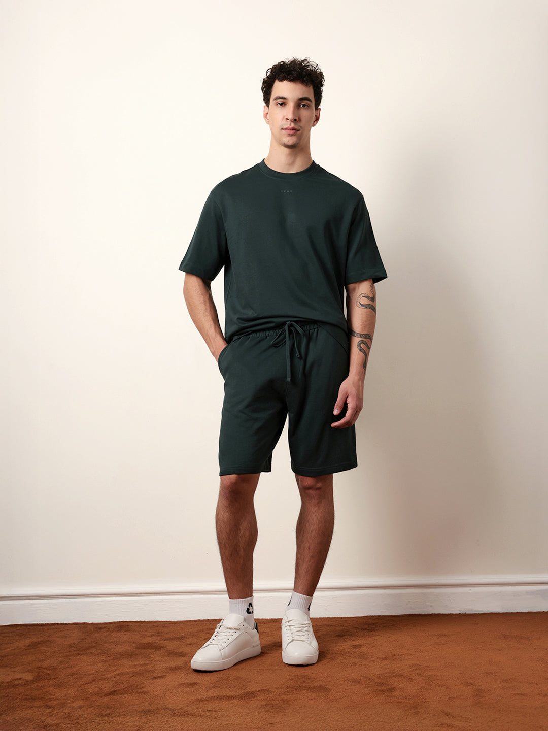 Men Green Half Sleeve Oversize T-Shirt