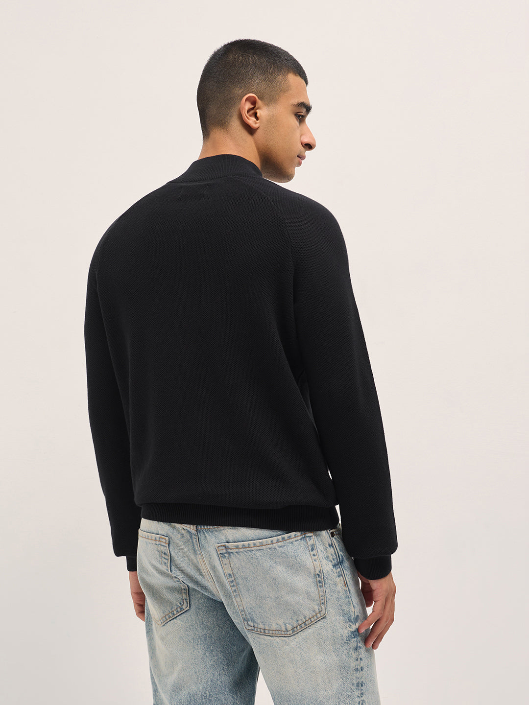 Men Black Cotton Solid T-Shirt